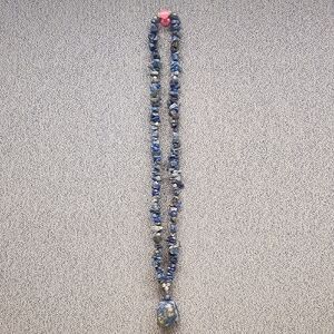 Sodalite Chip Bead Necklace with Sodalite Pendant